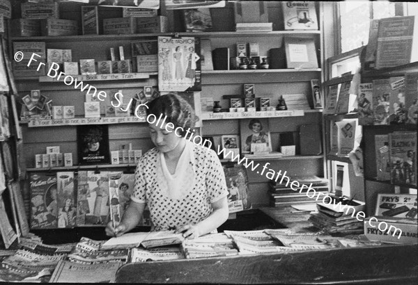 MISS O'CONNOR (LATER MRS P.JKELLY) IN BOOK STALL PORTARLINGTON STATION